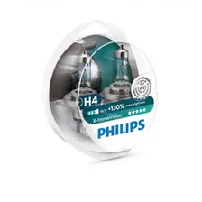 Лампа галогенная PHILIPS H4 X-treme Vision 3700K 12V 60/55W, комплект 2шт, 12342XV+S2